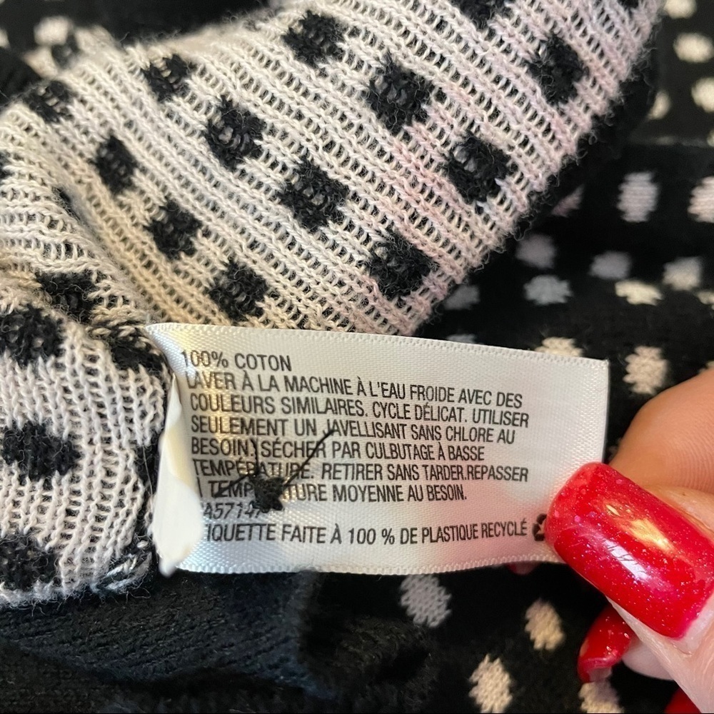 Merona Black and White Polka Dot Y2K Sweater Sz. XS/TP - Picture 4 of 11